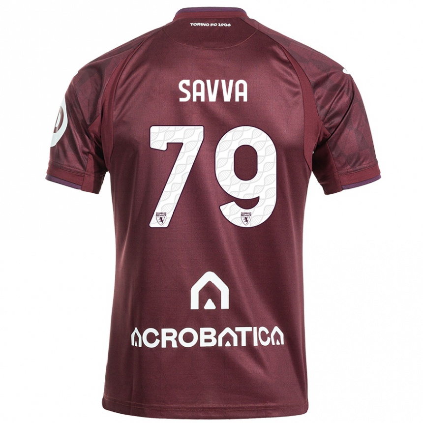 Enfant Football Maillot Zanos Savva #79 Bordeaux Blanc Tenues Domicile 2024/25