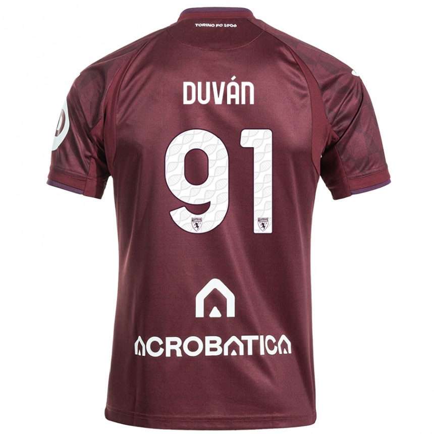 Enfant Football Maillot Duván Zapata #91 Bordeaux Blanc Tenues Domicile 2024/25