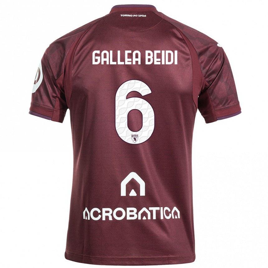 Enfant Football Maillot Francesco Gallea Beidi #6 Bordeaux Blanc Tenues Domicile 2024/25