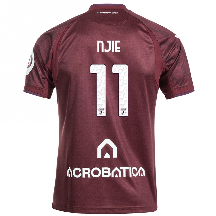 Enfant Football Maillot Alieu Njie #11 Bordeaux Blanc Tenues Domicile 2024/25