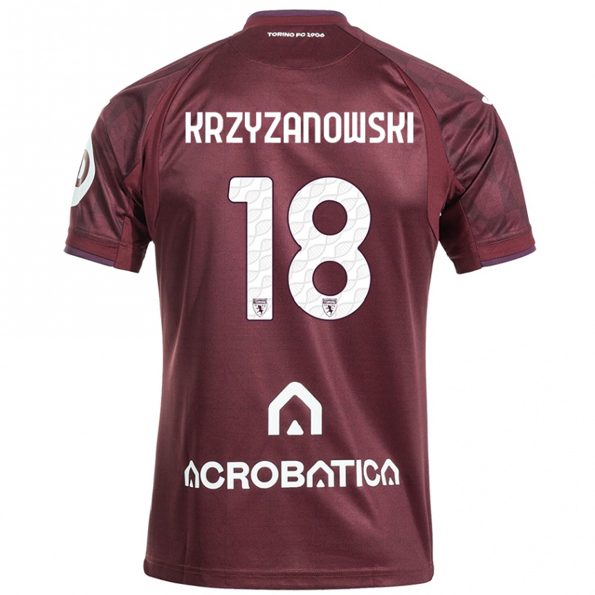 Enfant Football Maillot Jakub Krzyzanowski #18 Bordeaux Blanc Tenues Domicile 2024/25