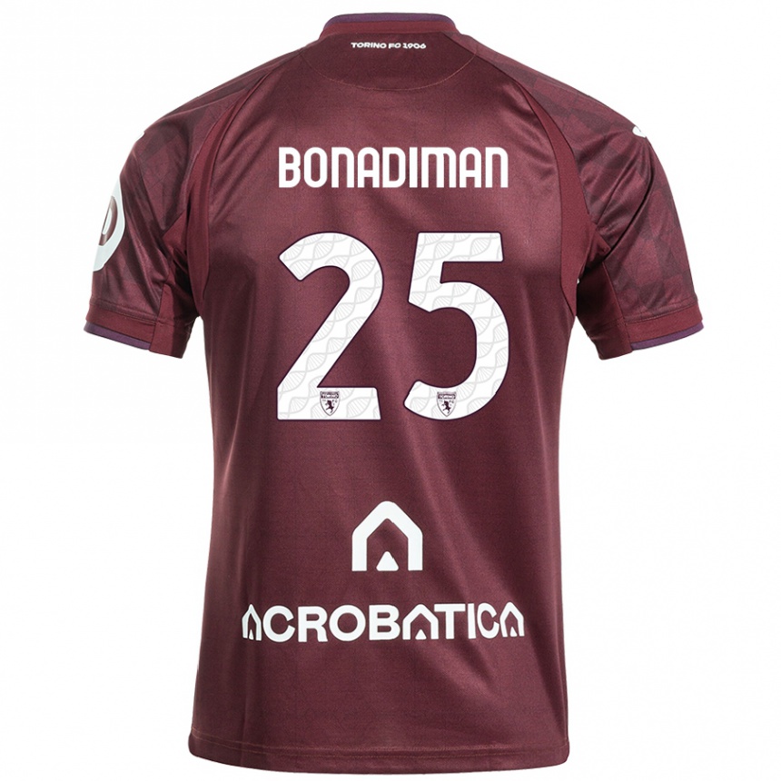 Enfant Football Maillot Matteo Bonadiman #25 Bordeaux Blanc Tenues Domicile 2024/25