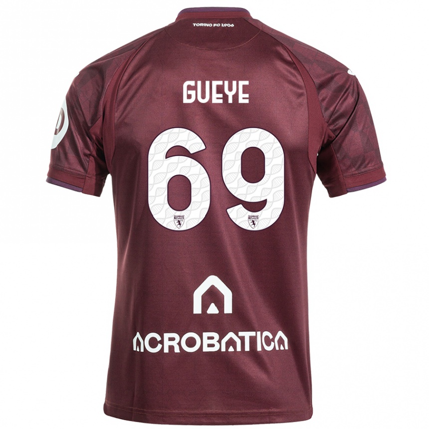 Enfant Football Maillot Ousmane Gueye #69 Bordeaux Blanc Tenues Domicile 2024/25