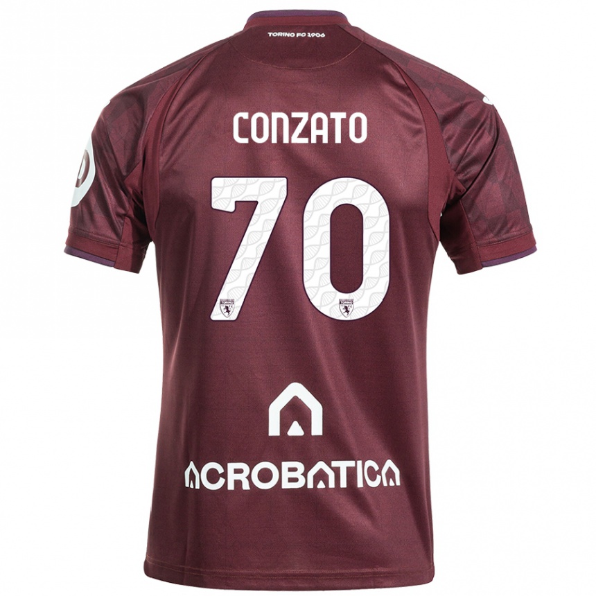 Enfant Football Maillot Filippo Conzato #70 Bordeaux Blanc Tenues Domicile 2024/25