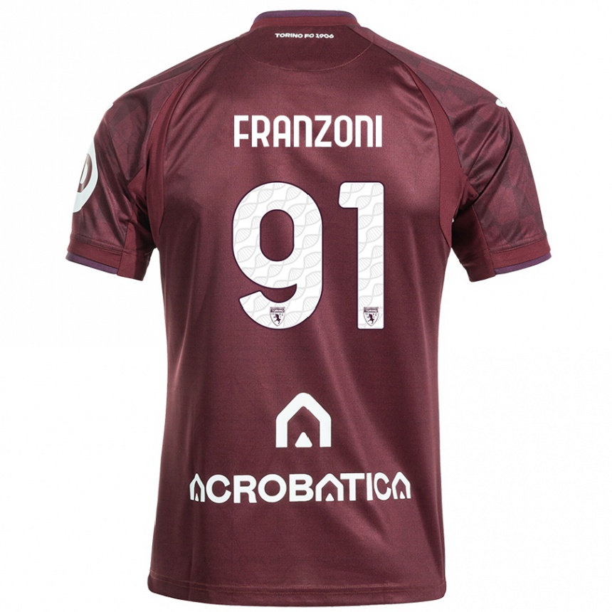 Enfant Football Maillot Nicolò Franzoni #91 Bordeaux Blanc Tenues Domicile 2024/25