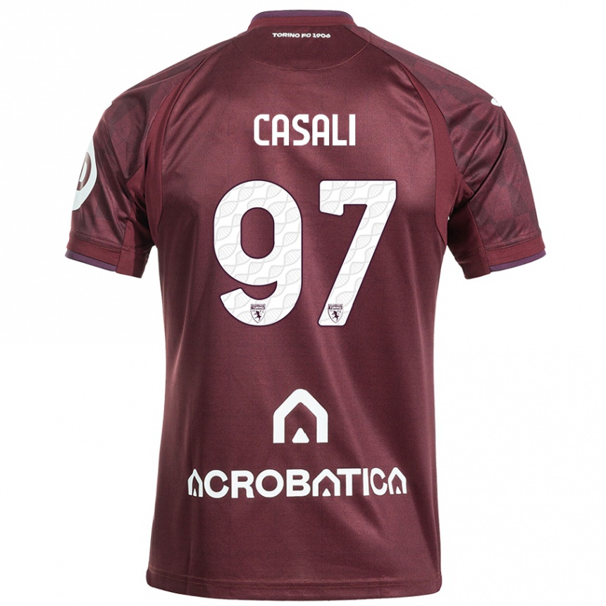 Enfant Football Maillot Michele Casali #97 Bordeaux Blanc Tenues Domicile 2024/25