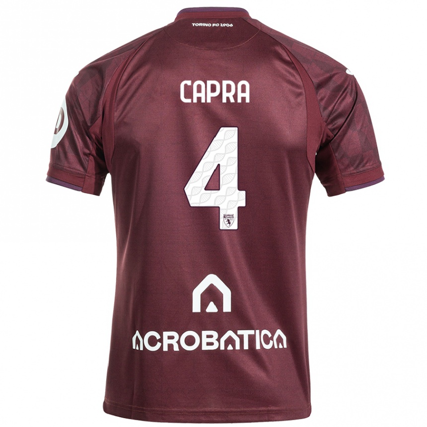 Enfant Football Maillot Valentina Capra #4 Bordeaux Blanc Tenues Domicile 2024/25