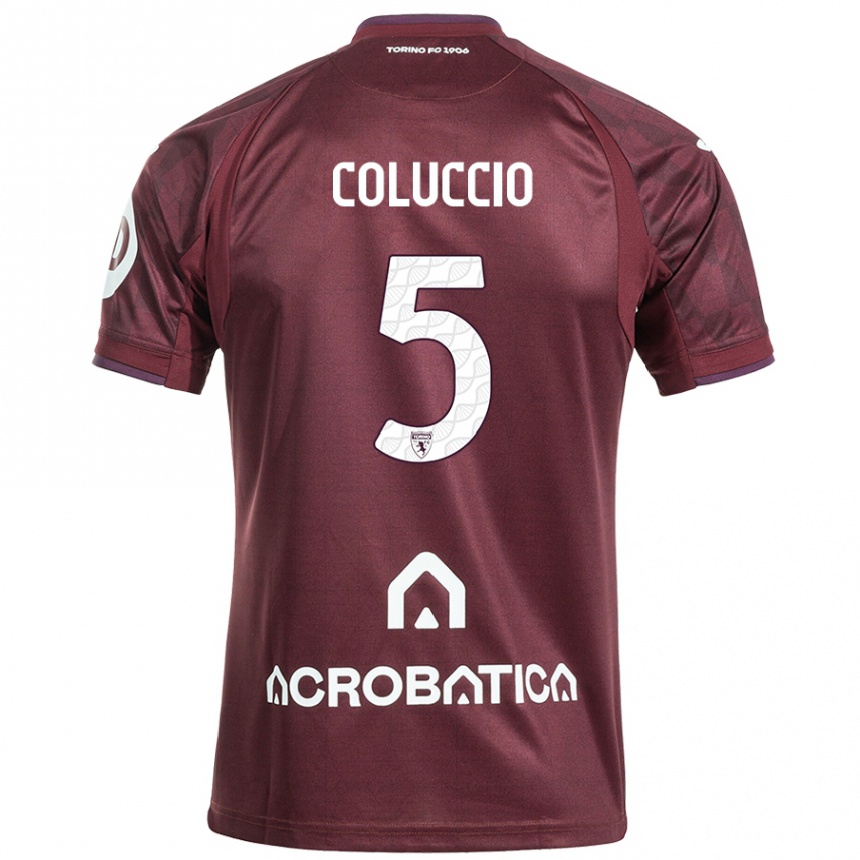 Enfant Football Maillot Francesca Coluccio #5 Bordeaux Blanc Tenues Domicile 2024/25