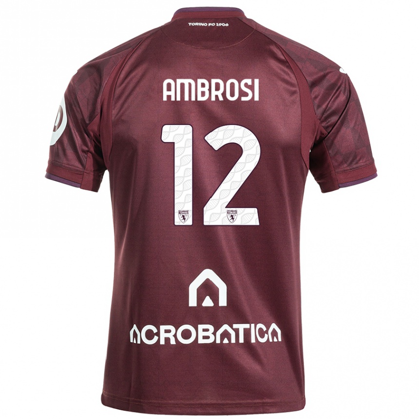 Enfant Football Maillot Martina Ambrosi #12 Bordeaux Blanc Tenues Domicile 2024/25