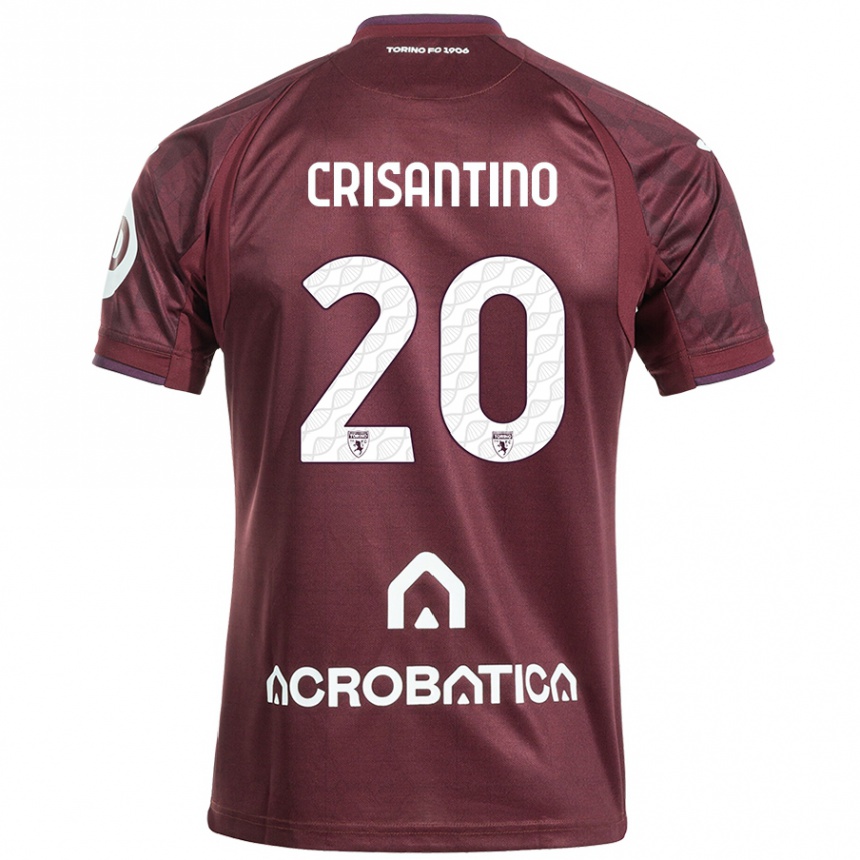 Enfant Football Maillot Giulia Crisantino #20 Bordeaux Blanc Tenues Domicile 2024/25