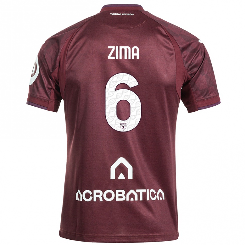 Enfant Football Maillot David Zima #6 Bordeaux Blanc Tenues Domicile 2024/25