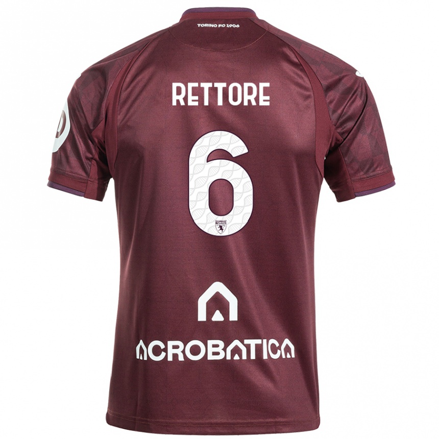 Enfant Football Maillot Mirko Rettore #6 Bordeaux Blanc Tenues Domicile 2024/25