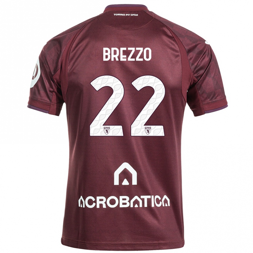 Enfant Football Maillot Matteo Brezzo #22 Bordeaux Blanc Tenues Domicile 2024/25