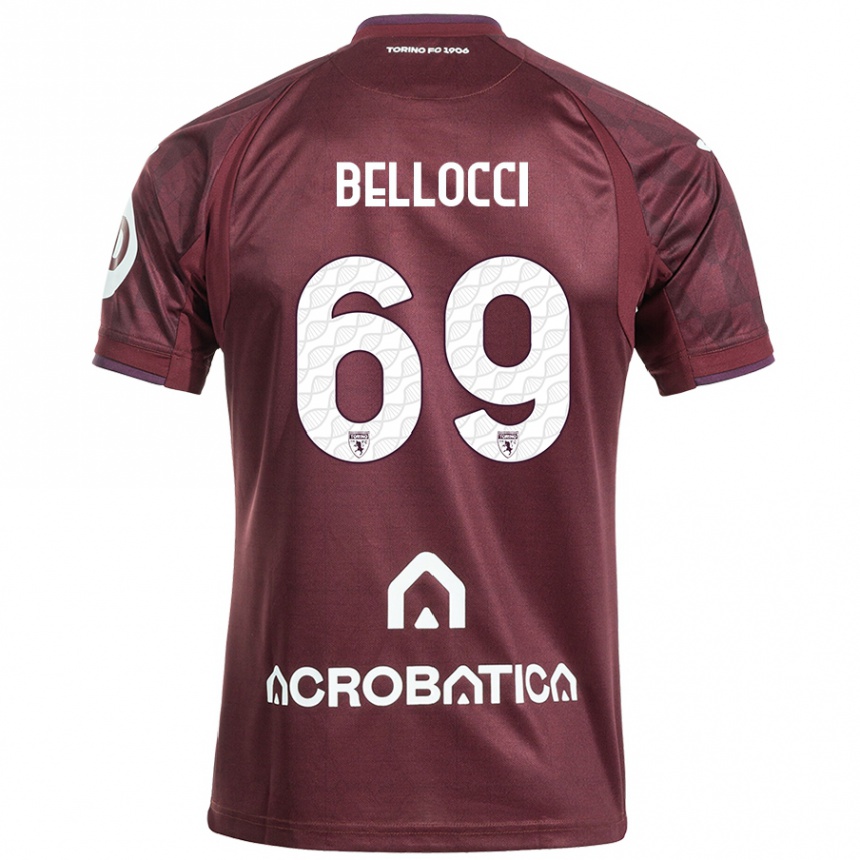 Enfant Football Maillot Andrea Bellocci #69 Bordeaux Blanc Tenues Domicile 2024/25