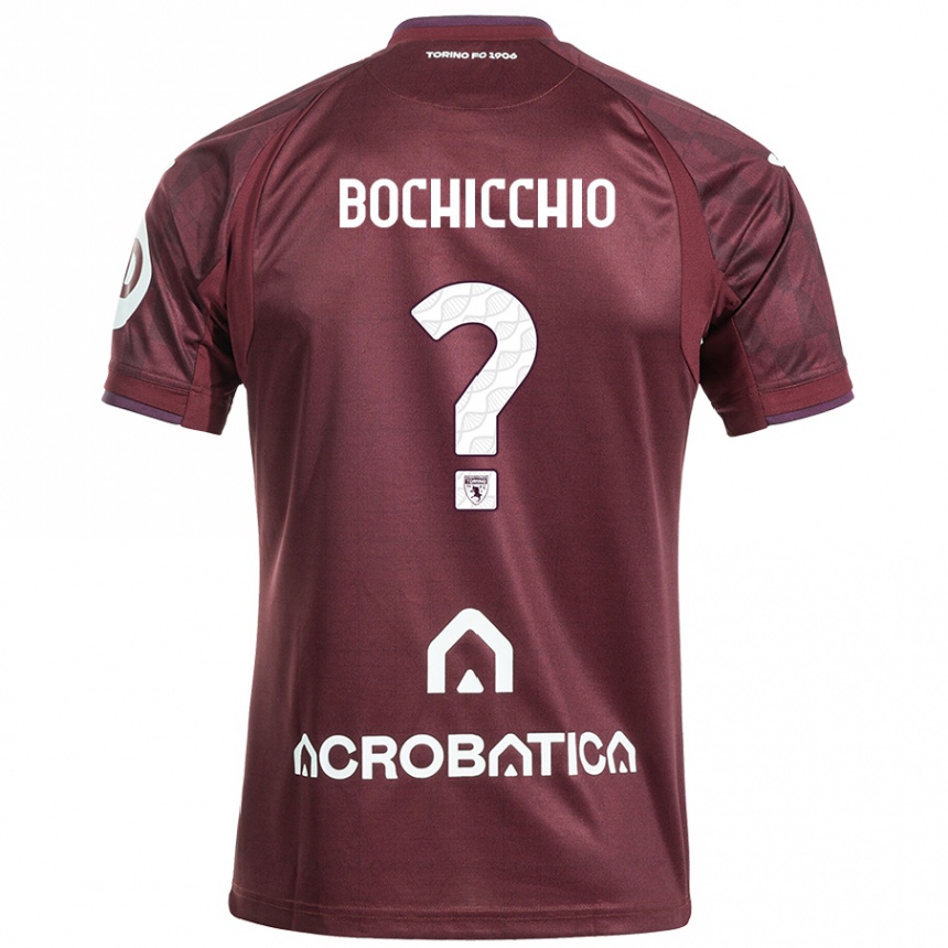 Enfant Football Maillot Francesco Bochicchio #0 Bordeaux Blanc Tenues Domicile 2024/25