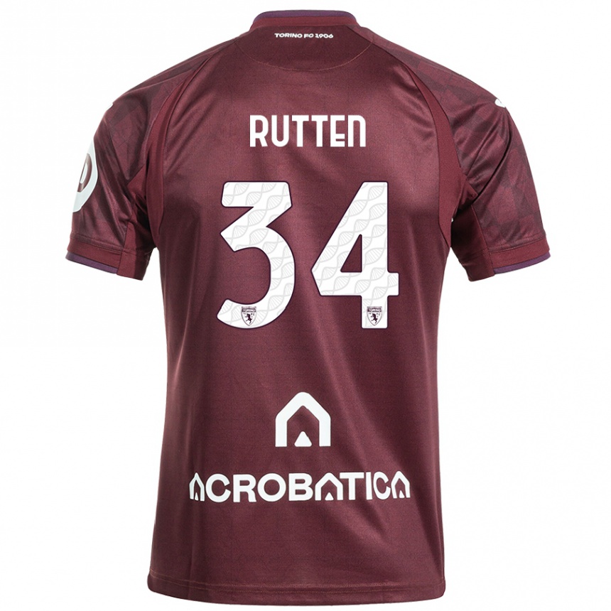 Enfant Football Maillot Jill Rutten #34 Bordeaux Blanc Tenues Domicile 2024/25