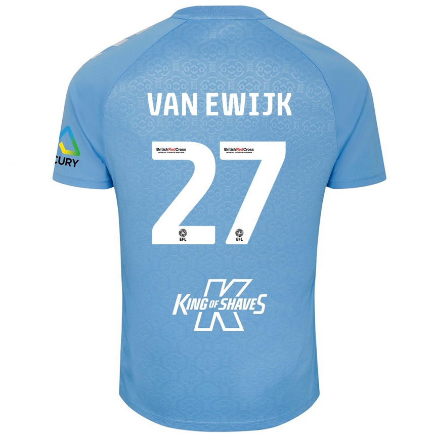 Enfant Football Maillot Milan Van Ewijk #27 Bleu Blanc Tenues Domicile 2024/25