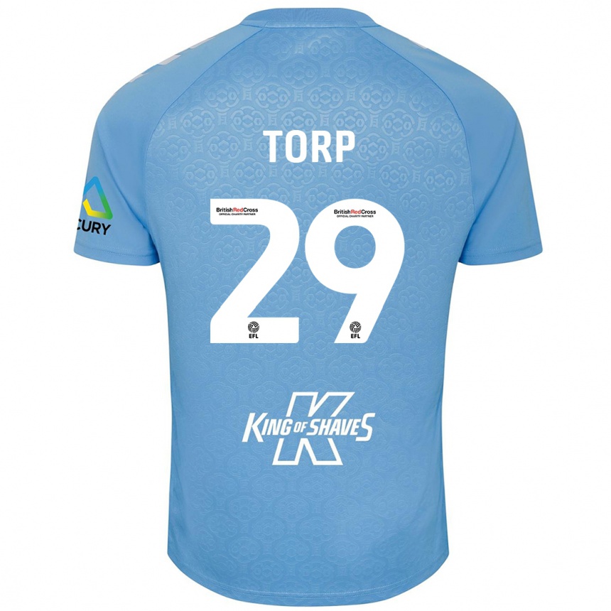 Enfant Football Maillot Victor Torp #29 Bleu Blanc Tenues Domicile 2024/25