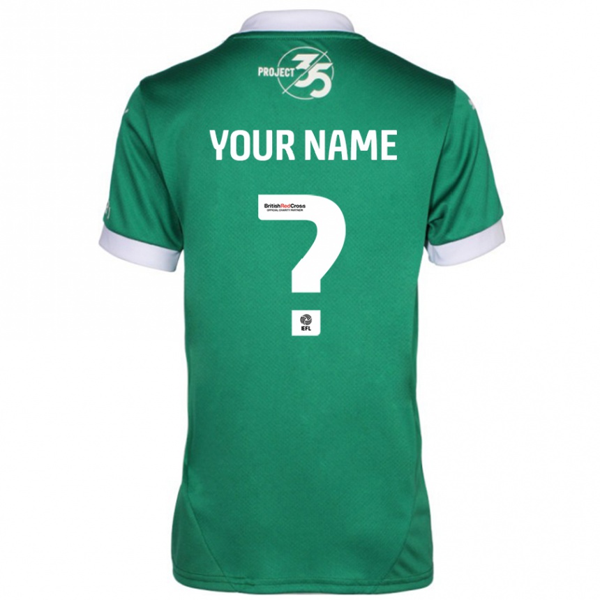 Enfant Football Maillot Votre Nom #0 Vert Blanc Tenues Domicile 2024/25