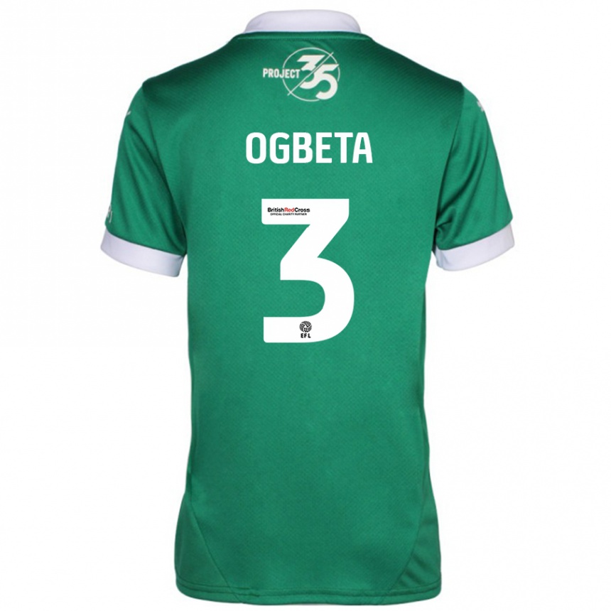 Enfant Football Maillot Nathanael Ogbeta #3 Vert Blanc Tenues Domicile 2024/25