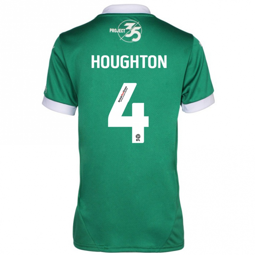 Enfant Football Maillot Jordan Houghton #4 Vert Blanc Tenues Domicile 2024/25