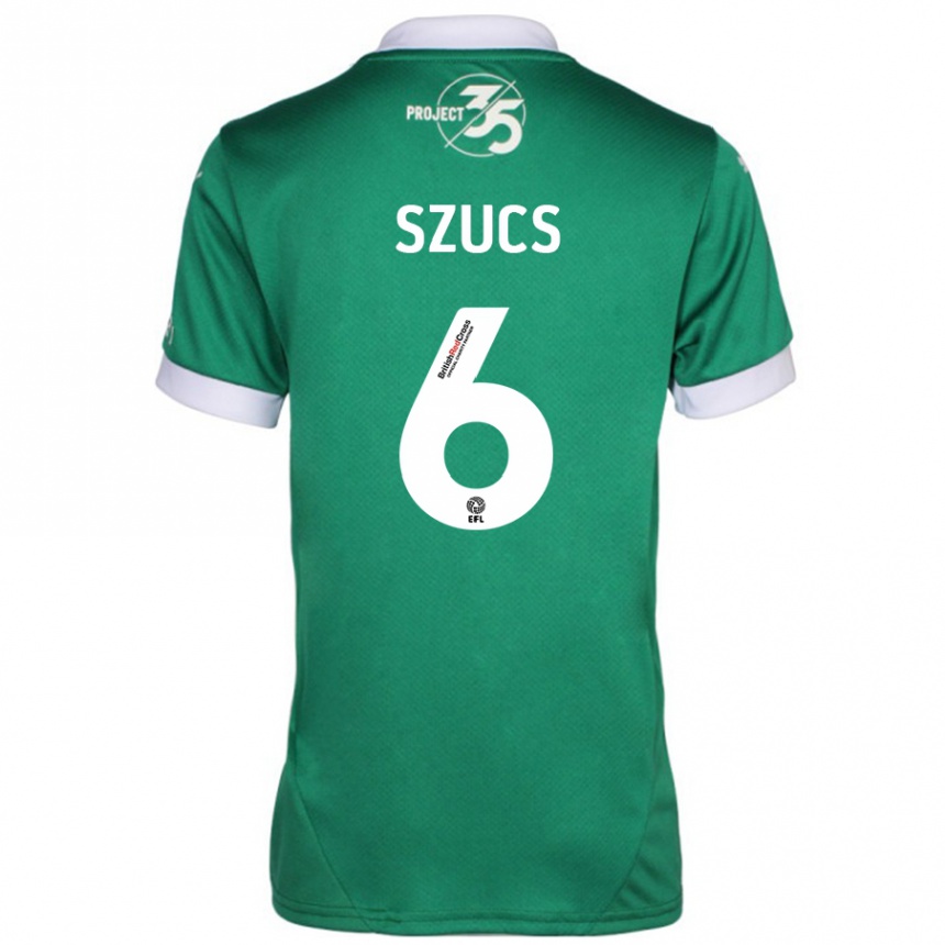 Enfant Football Maillot Kornél Szűcs #6 Vert Blanc Tenues Domicile 2024/25