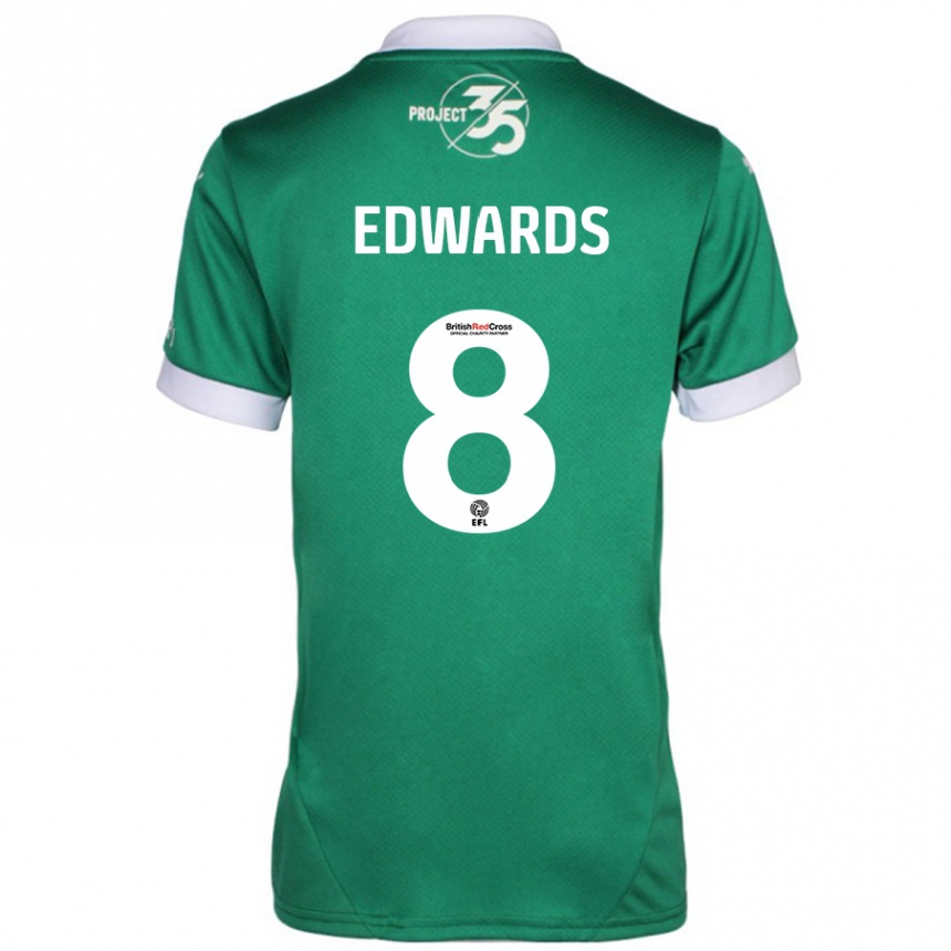 Enfant Football Maillot Joe Edwards #8 Vert Blanc Tenues Domicile 2024/25