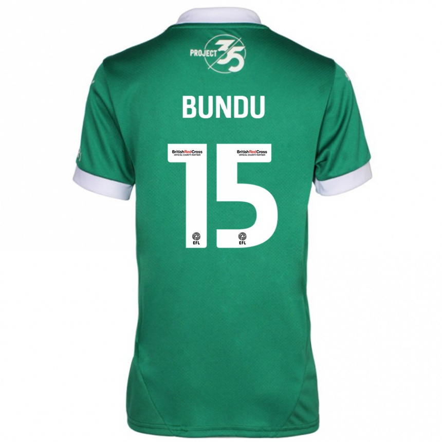 Enfant Football Maillot Mustapha Bundu #15 Vert Blanc Tenues Domicile 2024/25