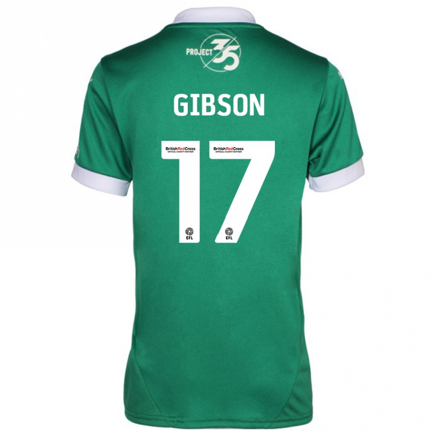 Enfant Football Maillot Lewis Gibson #17 Vert Blanc Tenues Domicile 2024/25