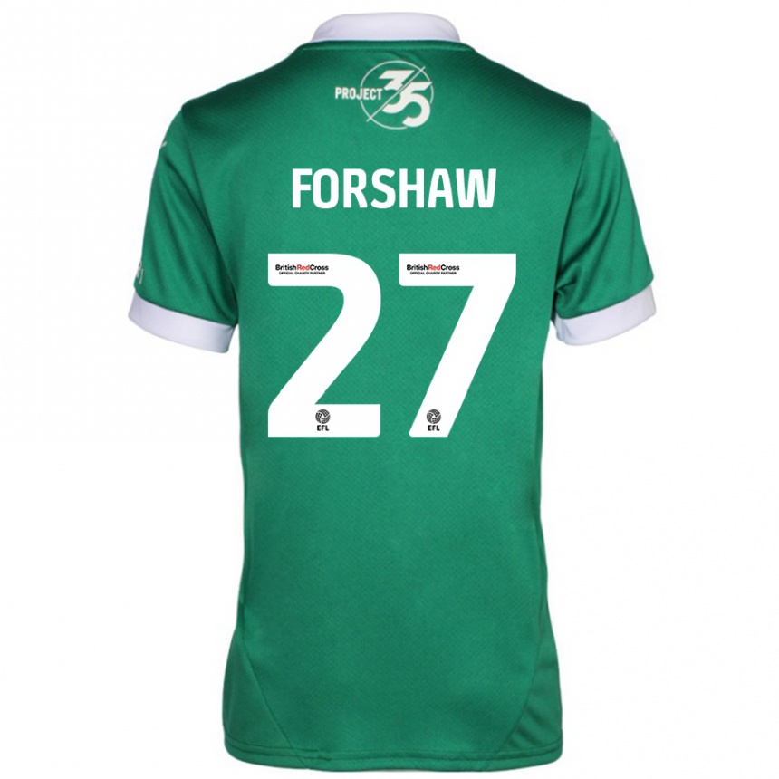 Enfant Football Maillot Adam Forshaw #27 Vert Blanc Tenues Domicile 2024/25