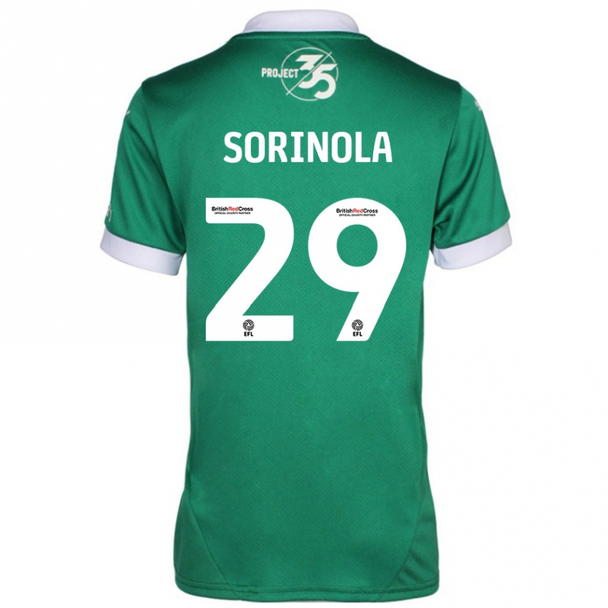 Enfant Football Maillot Matthew Sorinola #29 Vert Blanc Tenues Domicile 2024/25