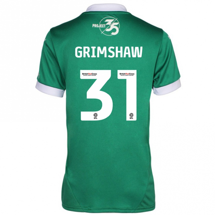 Enfant Football Maillot Daniel Grimshaw #31 Vert Blanc Tenues Domicile 2024/25