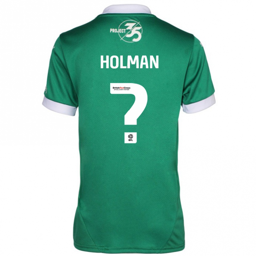 Enfant Football Maillot Daniel Holman #0 Vert Blanc Tenues Domicile 2024/25