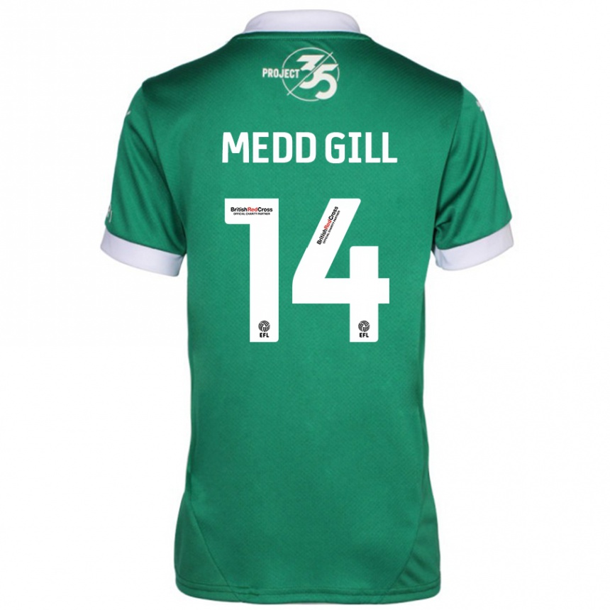 Enfant Football Maillot Tamsin Medd-Gill #14 Vert Blanc Tenues Domicile 2024/25