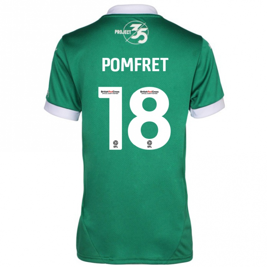 Enfant Football Maillot Taya Pomfret #18 Vert Blanc Tenues Domicile 2024/25