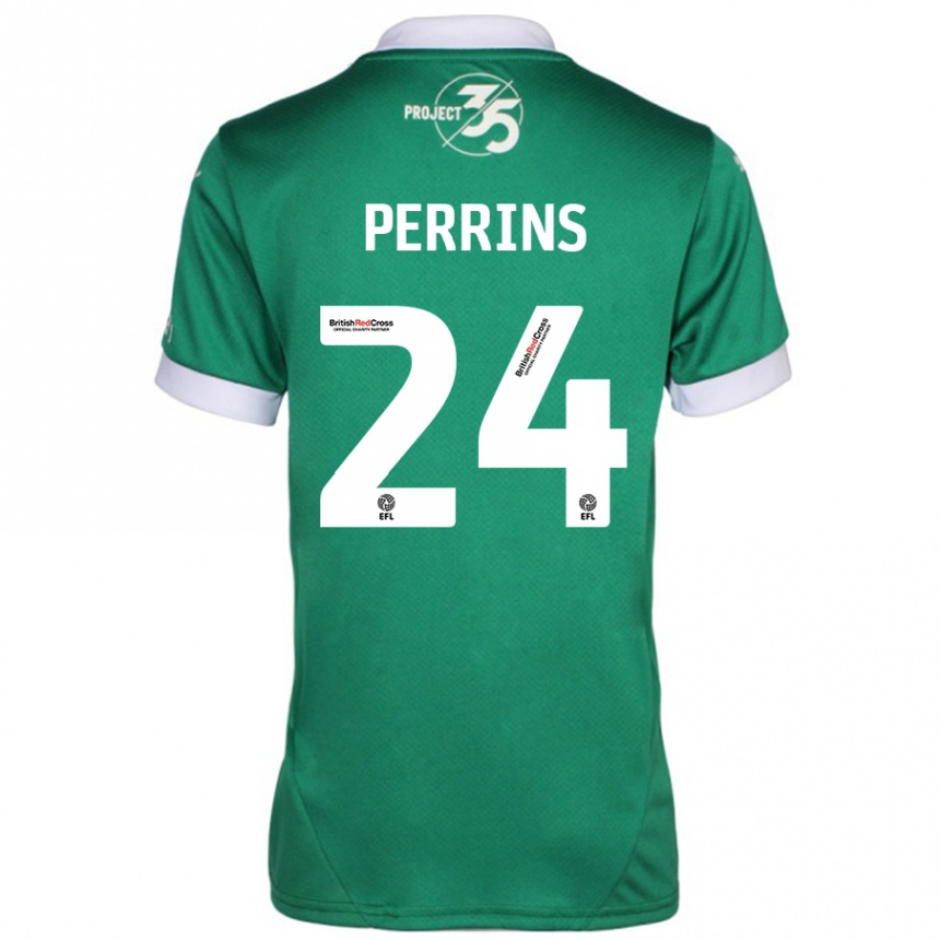 Enfant Football Maillot Grace Perrins #24 Vert Blanc Tenues Domicile 2024/25