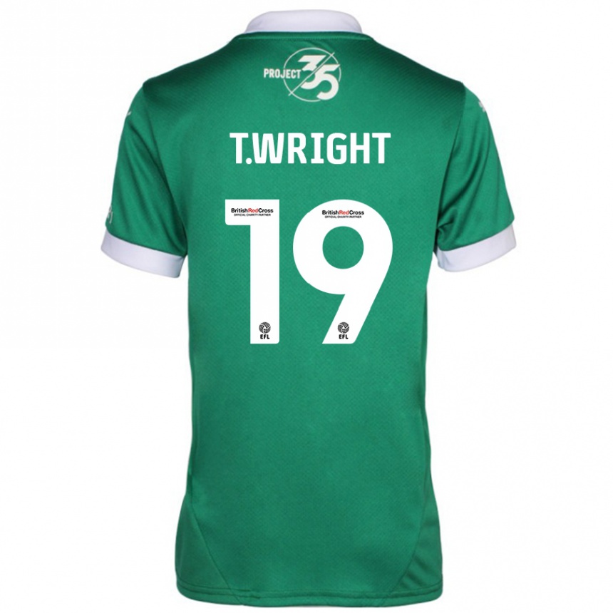 Enfant Football Maillot Tyreik Wright #19 Vert Blanc Tenues Domicile 2024/25