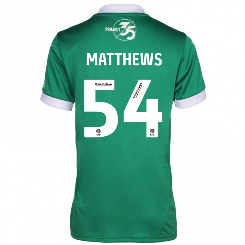 Enfant Football Maillot Jack Matthews #54 Vert Blanc Tenues Domicile 2024/25