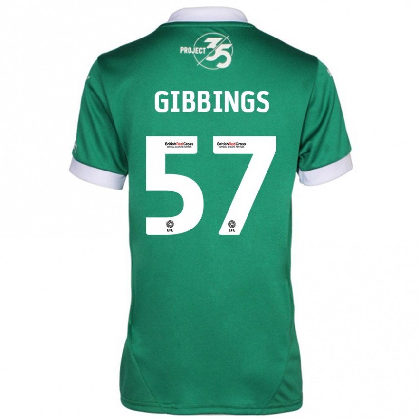 Enfant Football Maillot Cole Gibbings #57 Vert Blanc Tenues Domicile 2024/25