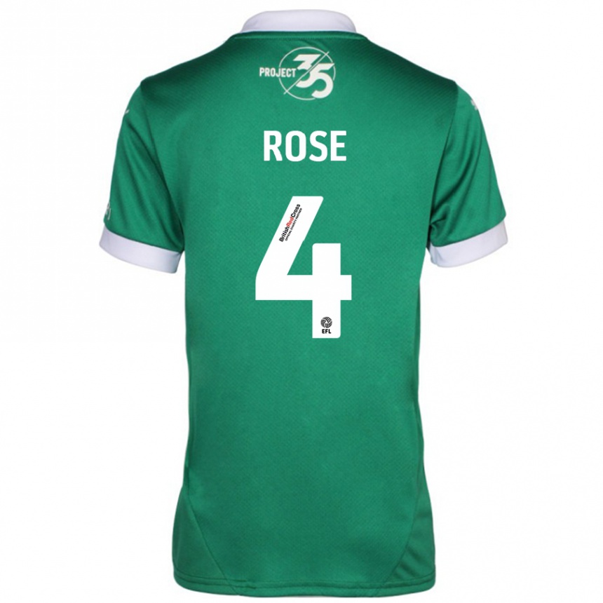 Enfant Football Maillot Jemma Rose #4 Vert Blanc Tenues Domicile 2024/25