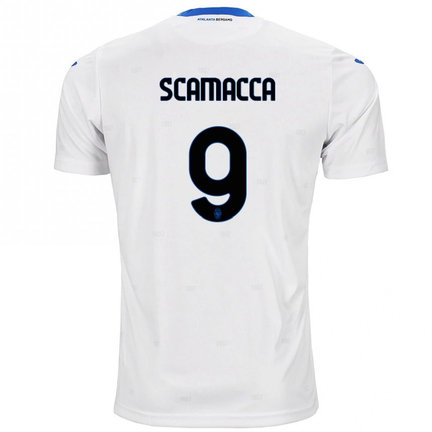 Enfant Football Maillot Gianluca Scamacca #9 Blanc Tenues Extérieur 2024/25