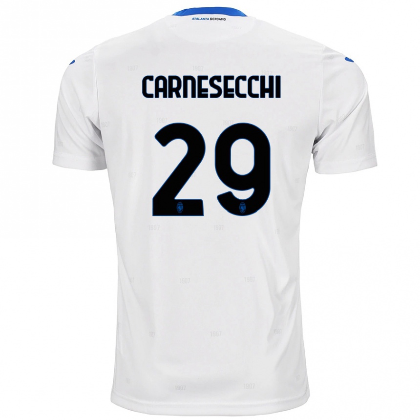 Enfant Football Maillot Marco Carnesecchi #29 Blanc Tenues Extérieur 2024/25