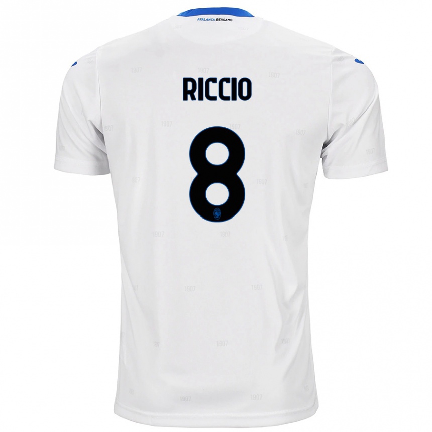 Enfant Football Maillot Lorenzo Riccio #8 Blanc Tenues Extérieur 2024/25