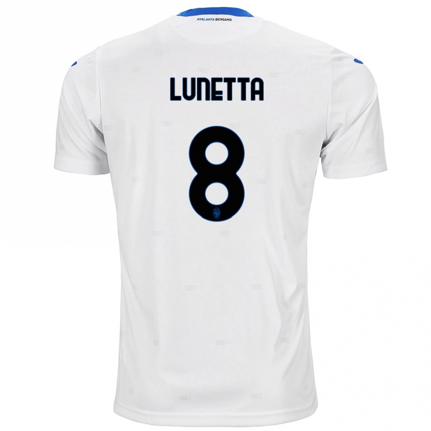 Enfant Football Maillot Gabriel Lunetta #8 Blanc Tenues Extérieur 2024/25