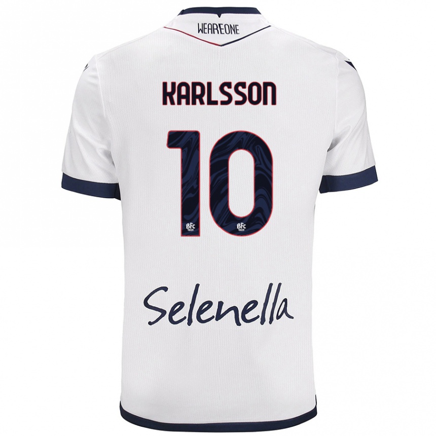 Enfant Football Maillot Jesper Karlsson #10 Blanc Bleu Royal Tenues Extérieur 2024/25