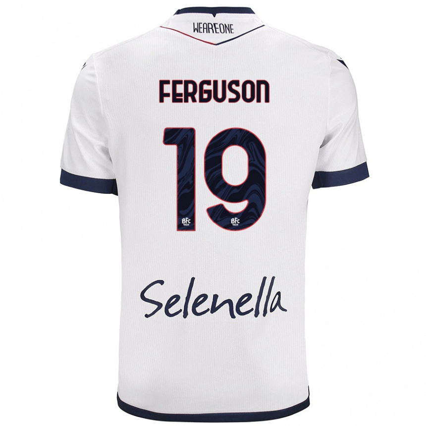 Enfant Football Maillot Lewis Ferguson #19 Blanc Bleu Royal Tenues Extérieur 2024/25