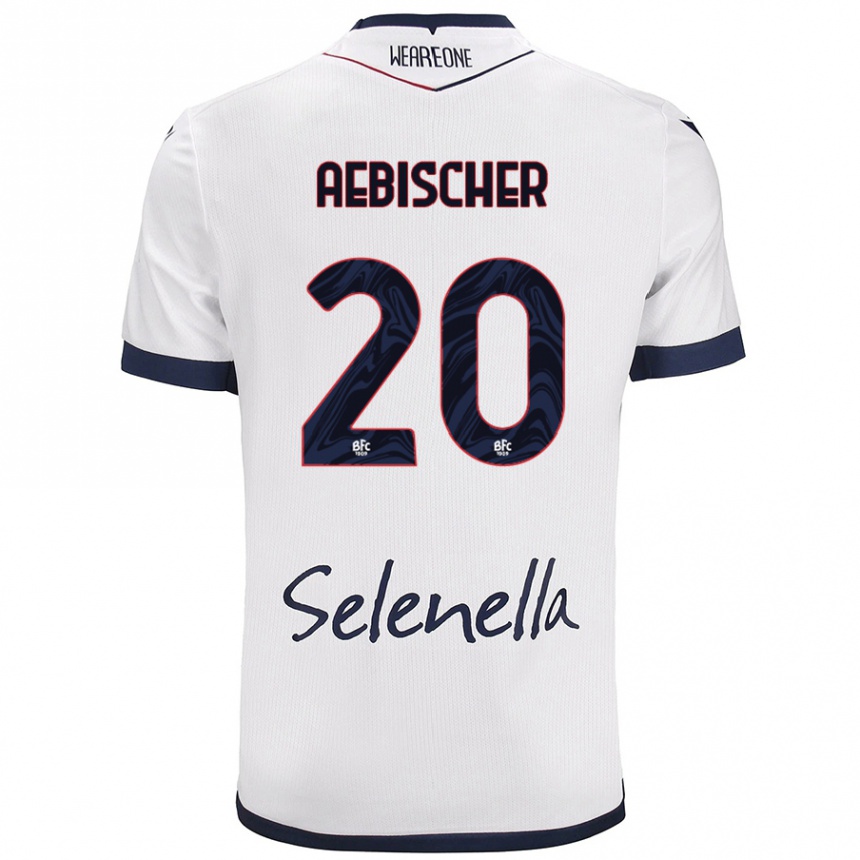 Enfant Football Maillot Michel Aebischer #20 Blanc Bleu Royal Tenues Extérieur 2024/25