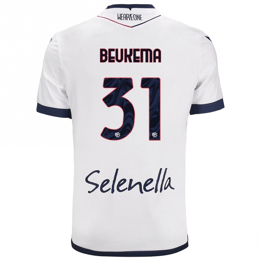 Enfant Football Maillot Sam Beukema #31 Blanc Bleu Royal Tenues Extérieur 2024/25