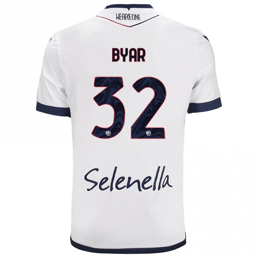 Enfant Football Maillot Naïm Byar #32 Blanc Bleu Royal Tenues Extérieur 2024/25