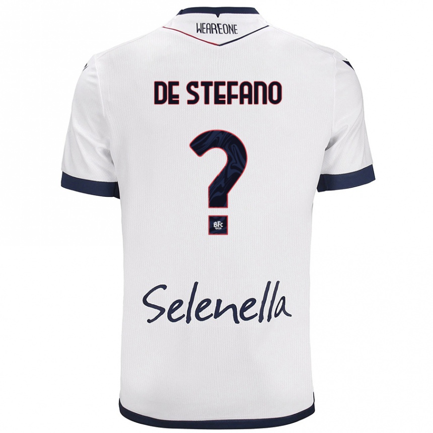 Enfant Football Maillot Nicolò De Stefano #0 Blanc Bleu Royal Tenues Extérieur 2024/25